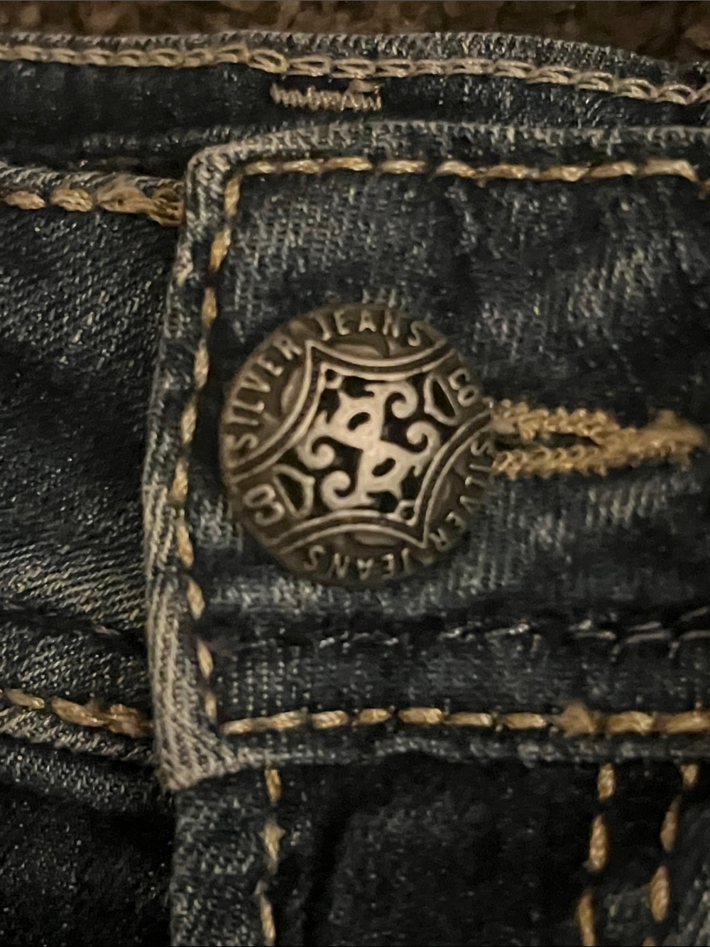 2000’s Silver Dark Blue Distressed Denim Shorts - Picture 3 of 9